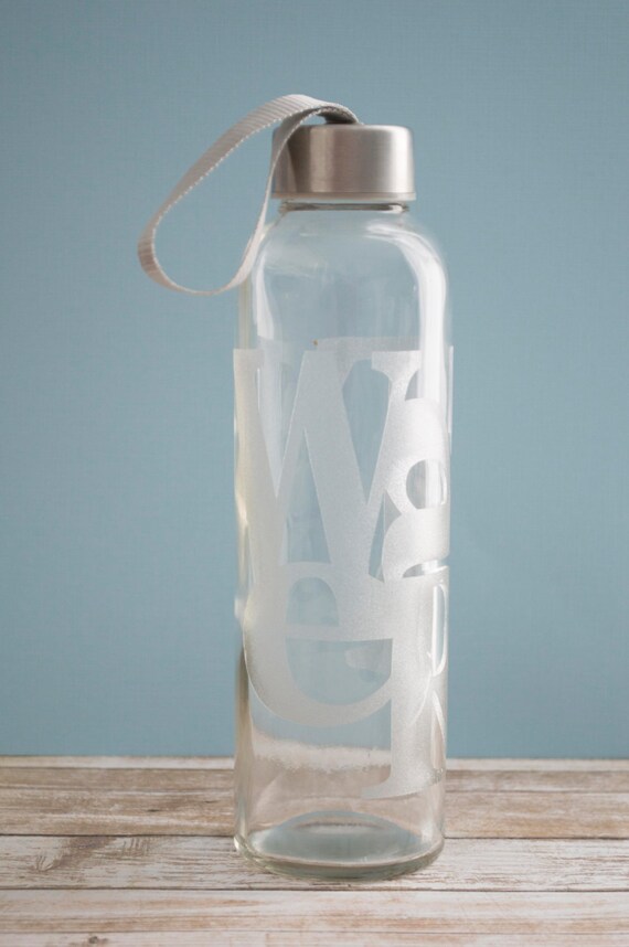 Glass Etched Water 18oz. Bottle Etsy