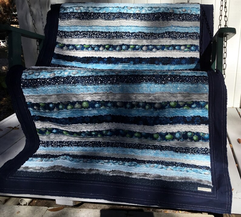 Ragged Strip Quilt WINTER'S GRANDEUR Sky Colorstory Etsy