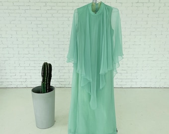 vintage des années 1960 Miss Elliette Pastel Green Robe en couches // Classique Élégante Robe En Couches // Taille 16