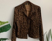 Vintage Leopard Collared Long Sleeve Jacket