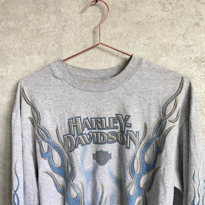 Vintage 1990s Harley Davidson Napoleon Ohio Motorcycles Long Sleeve Graphic T-Shirt MEDIUM