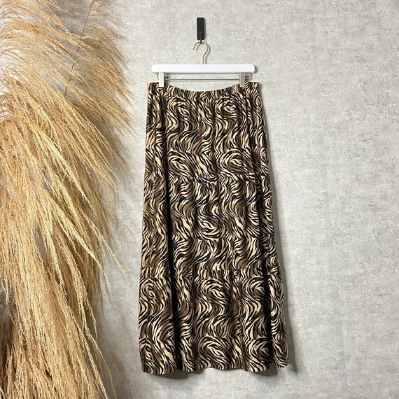 Vintage 1990s Zebra Animal Print High Waist Maxi S