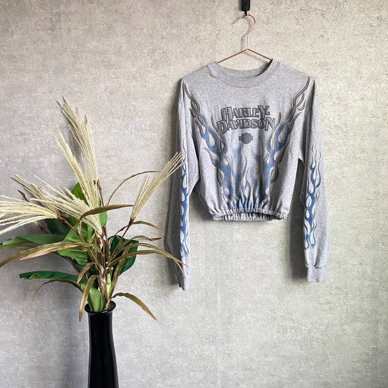 Vintage 1990s Harley Davidson Napoleon Ohio Motorcycles Long Sleeve Graphic T-Shirt MEDIUM