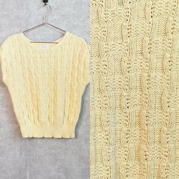 Vintage 1960s Pastel Yellow Pullover Crochet Knit