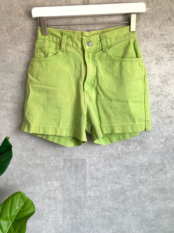 neon green jean shorts
