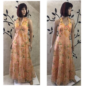 Vestido, vestido de noche, vestido Formal, vestido Vintage, vestido de mujer, vestido de tamaño 10, de disfraces, vestido melocotón, vestido sin mangas de Satén