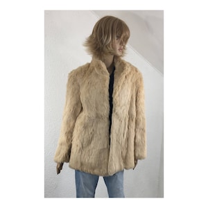 Rabbit fur coat, Winter coat, Fur coat, Warm winter coat, Women's size medium coat, Fancy coat, Long fur coat