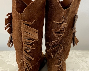 Women's Suede Boots, Women's Brown Leather Boots, Women's Size 7m