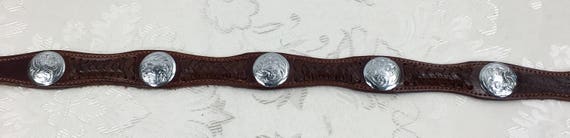 Hand tooled leather belt, Genuine leather belt, S… - image 9