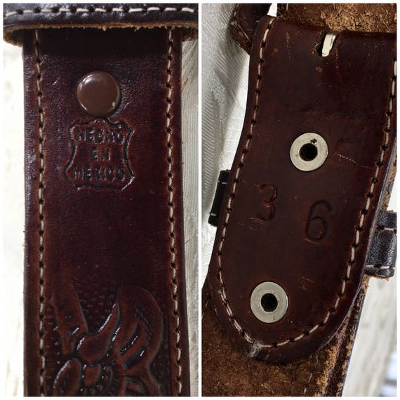 Hand tooled leather belt, Genuine leather belt, S… - image 10