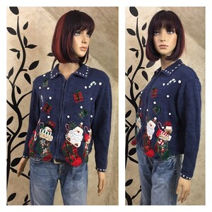 Christmas sweater, Size petite large sweater, Blue sweater, Christmas sweater, Holiday sweater, Winter sweater