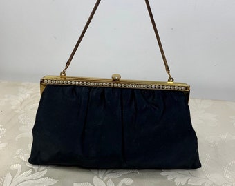 Black Formal purse, Vintage purse, Evening Bag, Coin purse, Black purse, Black and Gold purse, Chain purse