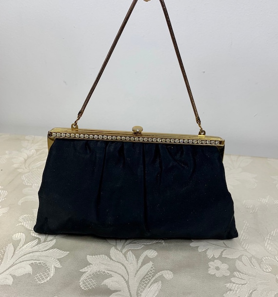 Black Formal purse, Vintage purse, Evening Bag, Co