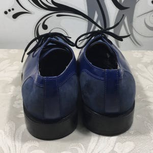 Men's blue shoes, Blue Dress shoes, Men's lace up shoes, Men's oxford shoes, Men's leather shoes, Size 9 1/2 shoes, Slide on shoes image 4