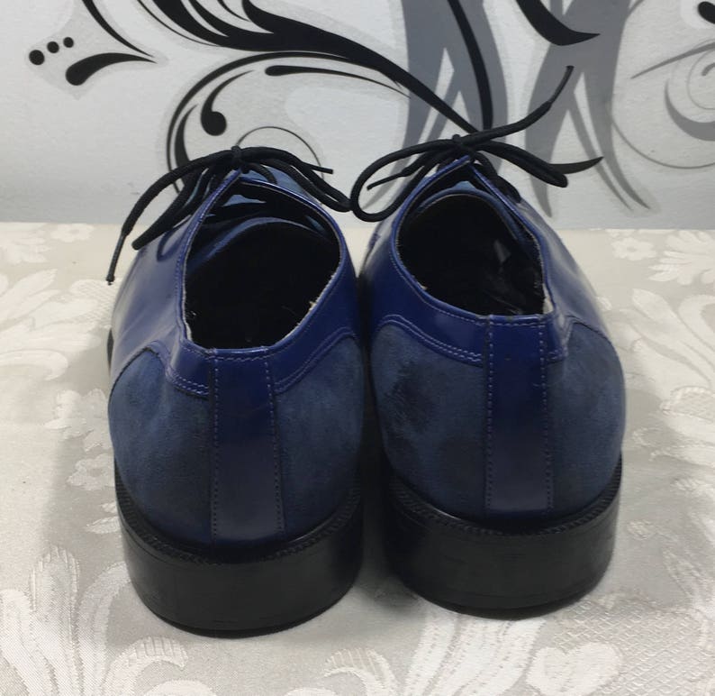 Men's blue shoes, Blue Dress shoes, Men's lace up shoes, Men's oxford shoes, Men's leather shoes, Size 9 1/2 shoes, Slide on shoes image 4