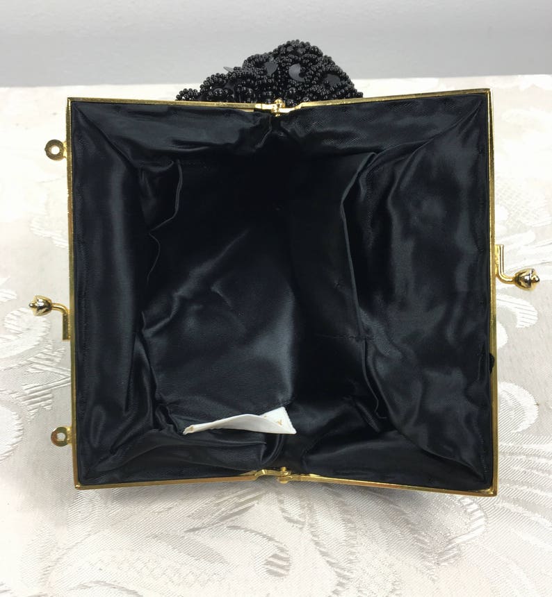 Women's black beaded purse, Formal purse, Vintage clutch, Evening Bag, Coin purse, Black purse, Beaded handbag image 8