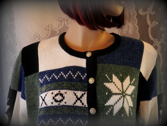 Women's sweater, Cardigan, Pattern sweater, Long sleeve sweater, Winter sweater, Warm sweater, Soft sweater, Patchwork sweater View 4
