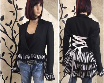 Tailcoat, Ringmaster jacket, Women's Dress coat, Unique jacket, Black lace jacket, Ringmaster coat