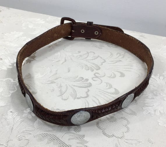 Hand tooled leather belt, Genuine leather belt, S… - image 6