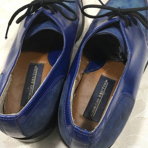 Men's blue shoes, Blue Dress shoes, Men's lace up shoes, Men's oxford shoes, Men's leather shoes, Size 9 1/2 shoes, Slide on shoes image 8