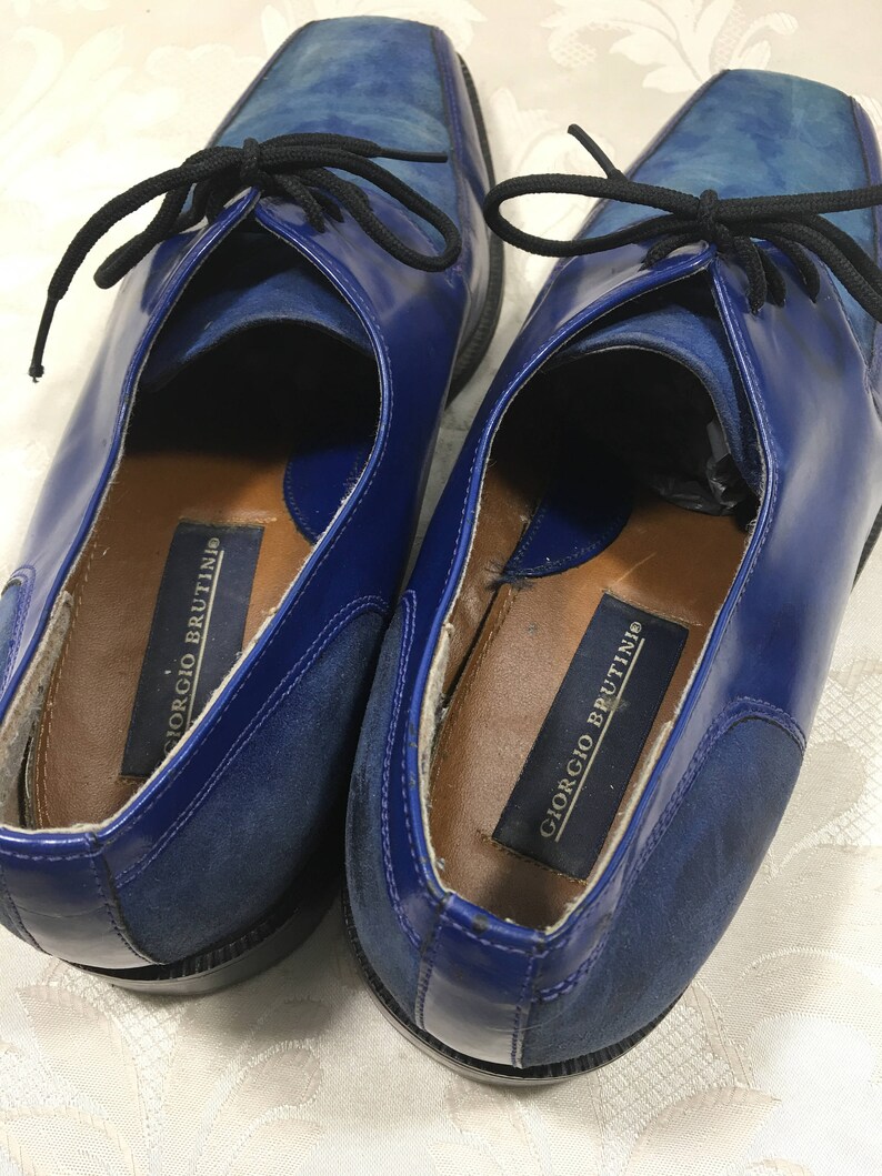Men's blue shoes, Blue Dress shoes, Men's lace up shoes, Men's oxford shoes, Men's leather shoes, Size 9 1/2 shoes, Slide on shoes image 8