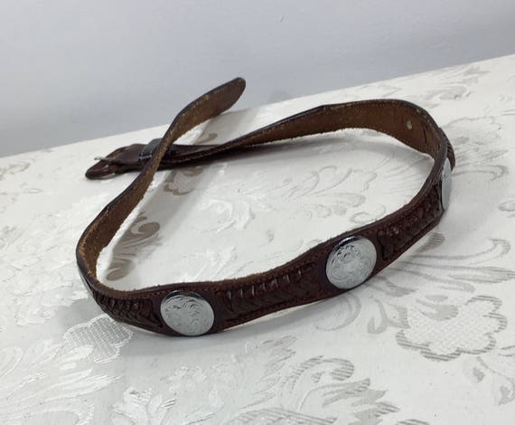 Hand tooled leather belt, Genuine leather belt, S… - image 8