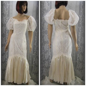 Vintage wedding dress, White dress, Lace wedding dress, Wedding dress, Puffy sleeve wedding dress, Elegant wedding dress