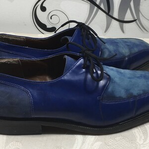 Men's blue shoes, Blue Dress shoes, Men's lace up shoes, Men's oxford shoes, Men's leather shoes, Size 9 1/2 shoes, Slide on shoes image 6