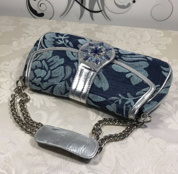 Blue purse, Floral purse, Fabric purse, Hippie ba… - image 3