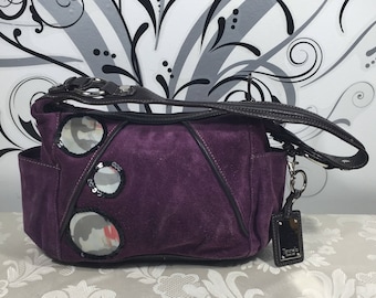Purple purse, Leather purse, Stylish purse, Women's handbags, Purple suede pocketbook, Designer purse, Tignanello purse