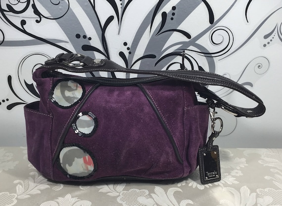 Purple Purse Leather Purse Stylish Purse Women s Handbags Purple Suede Pocketbook Designer Purse Tignanello Purse Etsy