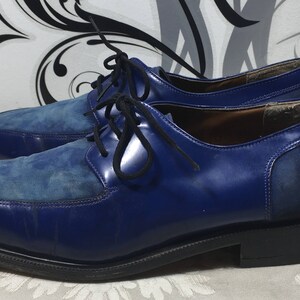 Men's blue shoes, Blue Dress shoes, Men's lace up shoes, Men's oxford shoes, Men's leather shoes, Size 9 1/2 shoes, Slide on shoes image 3