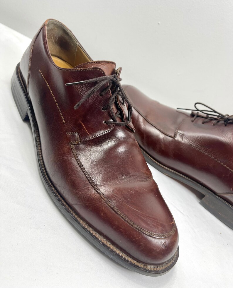 Zapatos con cordones para hombre, mocasines de cuero, mocasines marrones, zapatos de cuero para hombre, zapatos de talla 10 1/2, desliza los zapatos, imagen 10