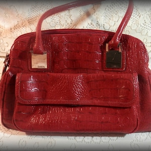 Vintage Geldbörse, Rote Handtasche, Liz & Co. Geldbörse, Retro Schulter Handtasche, Rote Geldbörse, Taschenbuch, Mittlere Handtasche, Stilvolle Geldbörse