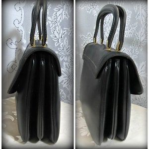 Vintage purse, Black leather purse, Stylish purse, Retro Bag, Leather Purse, Hudson purse, Top handle Handbag image 2