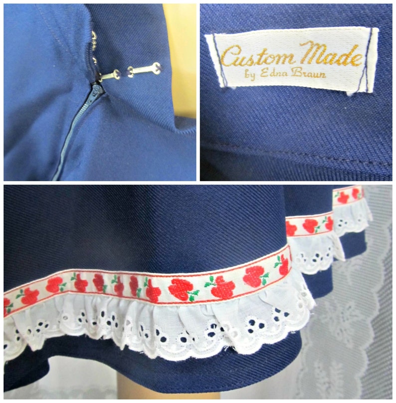 Vintage red white and blue outfit Women/'s blue skirt Twirl skirt Women/'s red summer shirt Line dancing skirt