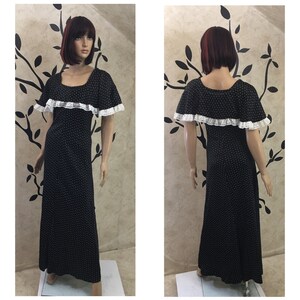 Vintage dress, Stylish dress, Poke a dot dress, Women&#39;s dress, Black dress, Small dress, Homemade dress, Retro dress, Ruffle dress