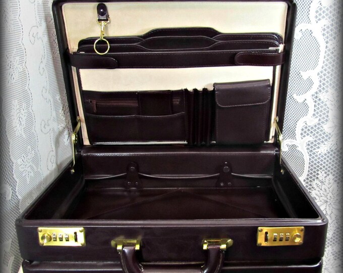 Leather Briefcase Hard Briefcase Men's Leather Etsy