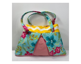Fun summer handbag, Stylish purse, Colorful purse, Roomy bag, Floral purse, Cute purse, Large cloth bag, Beach bag, Day bag