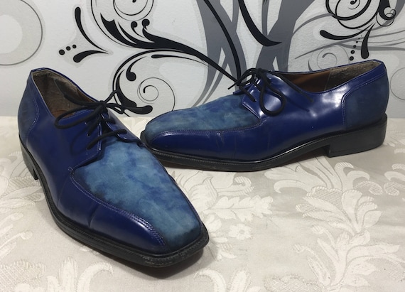 Men's Blue Shoes Blue Dress Shoes Men's Lace up | Etsy