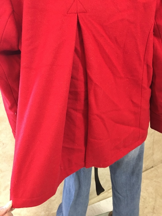 Red wool coat, Red Pea coat, Warm coat, Winter co… - image 4