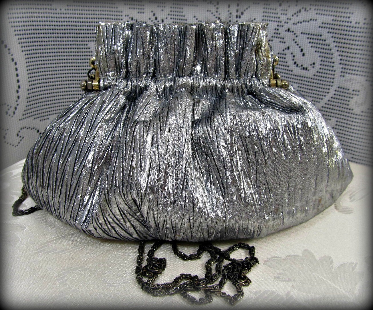 silver formal purse