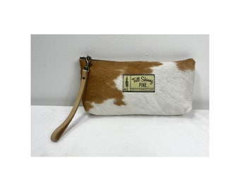 Women's Cowhide clutch, Cowhide wristlet, Cowgirl Bag, Coin purse, Cream colored purse, Western wristlet, Grab on the go bag
