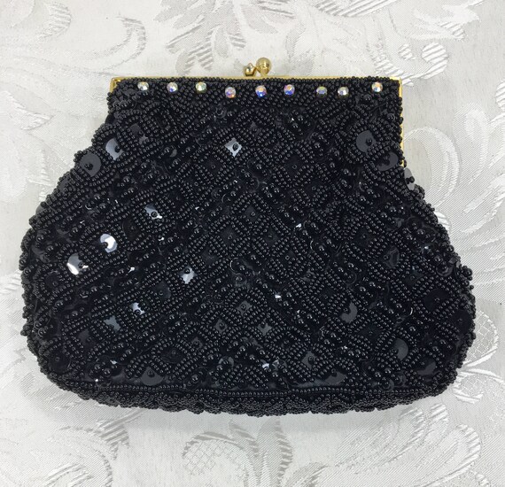 Women's black beaded purse, Formal purse, Vintage… - image 10