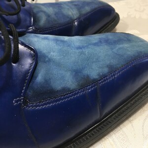 Men's blue shoes, Blue Dress shoes, Men's lace up shoes, Men's oxford shoes, Men's leather shoes, Size 9 1/2 shoes, Slide on shoes image 7