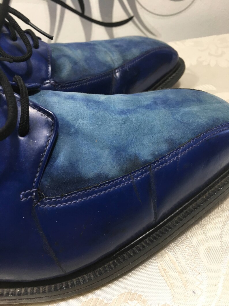 Men's blue shoes, Blue Dress shoes, Men's lace up shoes, Men's oxford shoes, Men's leather shoes, Size 9 1/2 shoes, Slide on shoes image 7