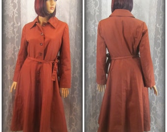 Women's winter coat, Women's dress coat, Long jacket, Brick red coat, Maxi coat, Stylish coat, Women's size 9 jacket