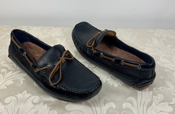 mens black leather moccasin shoes