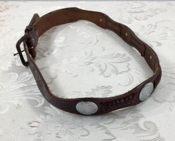 Hand tooled leather belt, Genuine leather belt, S… - image 5