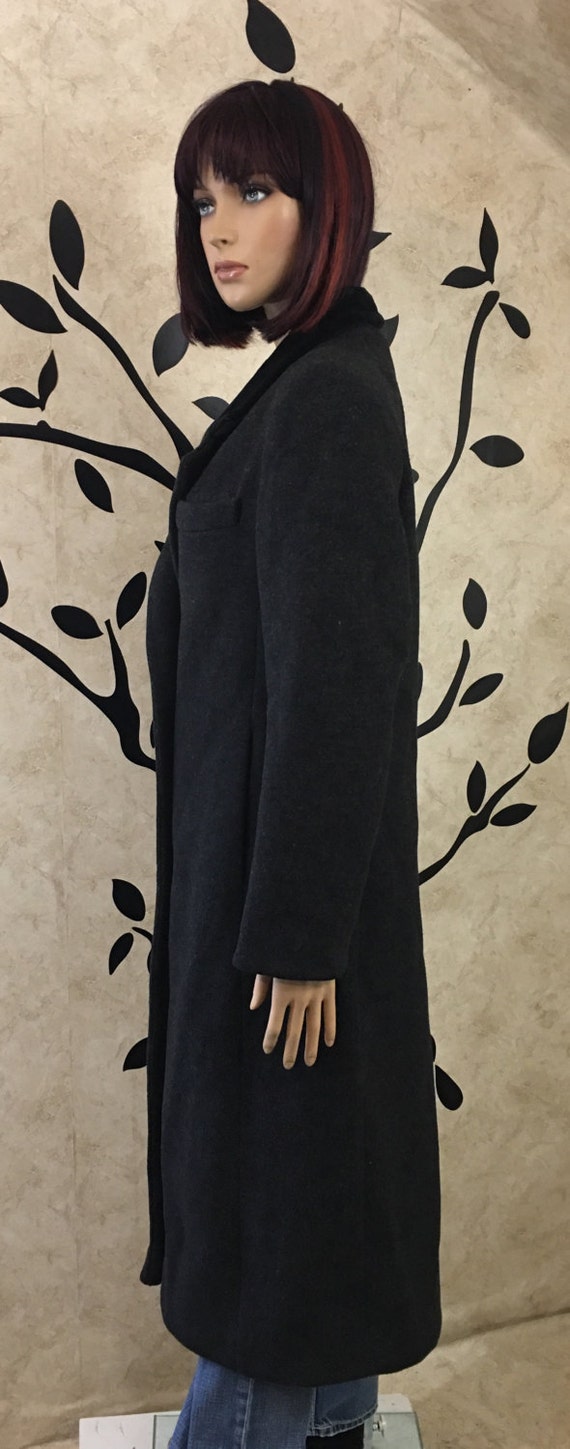 Black wool coat, Long Pea coat, Warm coat, Winter coat, Long coat, Fancy coat, Pea coat, Long Wool coat View 2